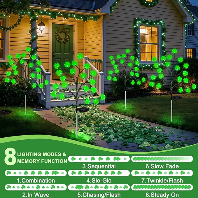 4 Pack St Patricks Day Solar Outdoor Lights, 80 LED St Patricks Day Decorations - Image 4