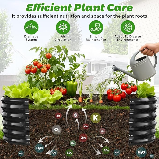 17" Tall Outdoor Garden Raised Garden Bed Kits, 5ft X 2ft Oval, 0.8MM Thick - Image 3