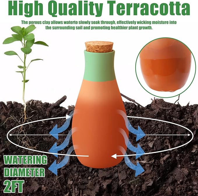 4PCS Terracotta Watering Spikes, Ollas Self Watering Globes, Slow Release Self - Image 3