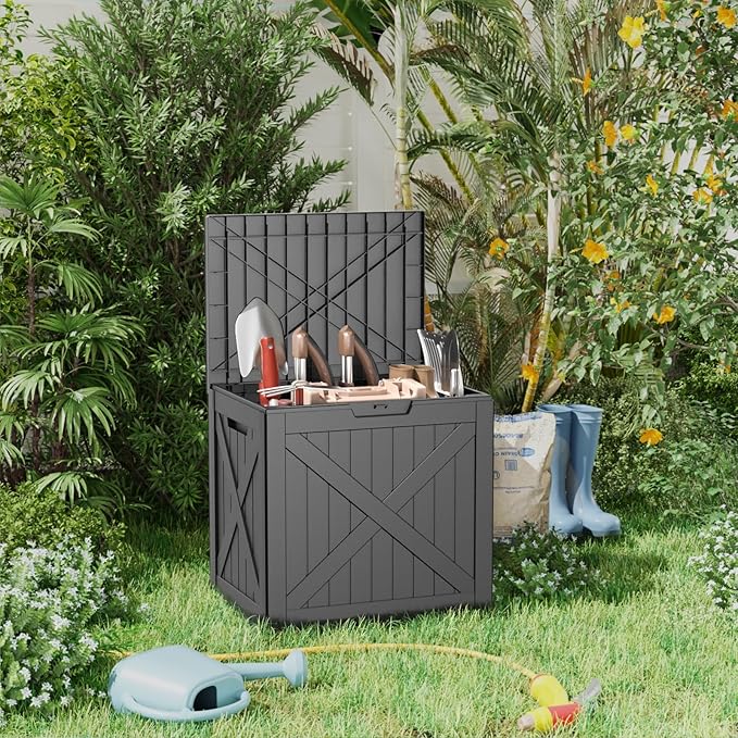 DRATO 32 Gallon Deck Box X pattern, Outdoor Storage Box - Image 7