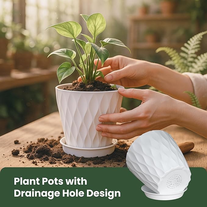 Flower Pots, 7/6.5/6/5.5/5/4.5/4 inch Plastic Plant Pots, 7 Pack Planter - Image 5
