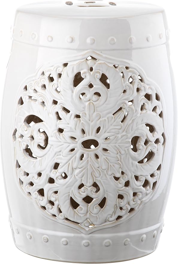 Safavieh Flora Glazed Ceramic Decorative Garden Stool, Antique White by SAFAVIEH