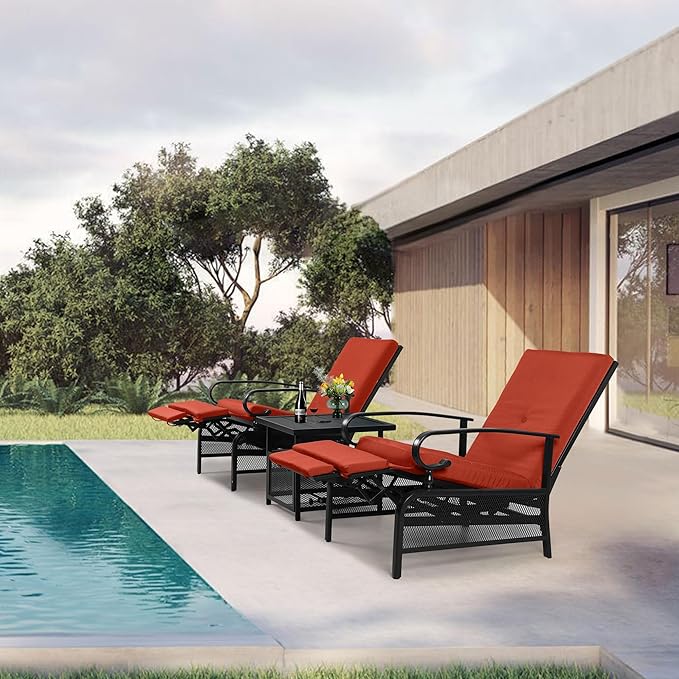 Oakcloud Adjustable Outdoor Lounge Chair Metal Patio Relaxing Recliner Chair - Image 7