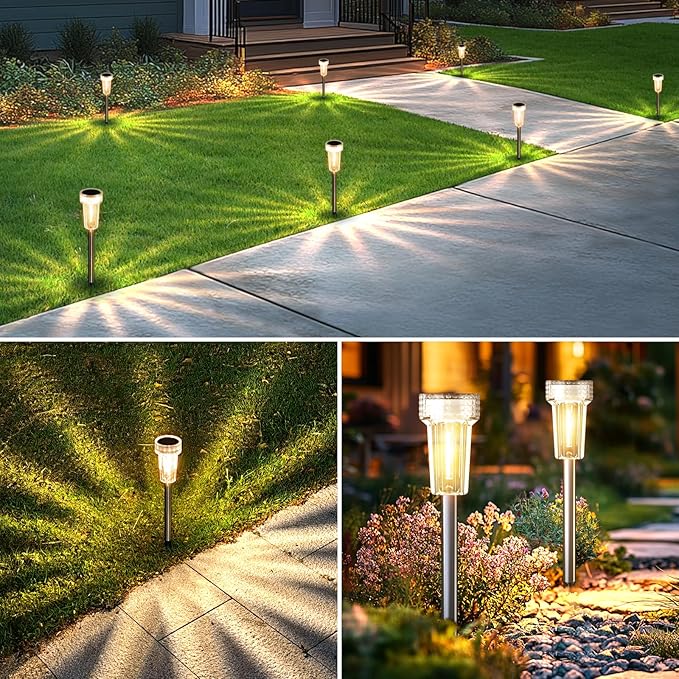 Mancra 12 Pack Solar Pathway Lights Outdoor, Waterproof Metal Solar Outdoor - Image 7