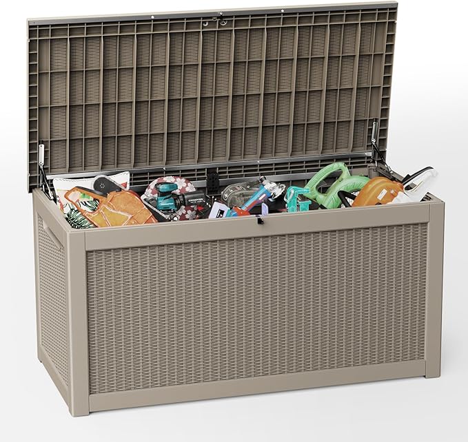 310 Gallon Lockable Outdoor Storage Box – Waterproof Resin Deck Box by Unknown