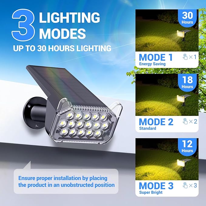 WdtPro Solar Spot Lights Outdoor Waterproof, Bright Solar Lights Outdoor - Image 4