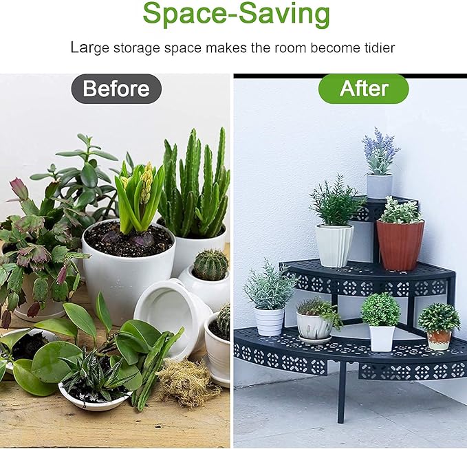 3 Tier Plant Stand Semi-Circular Flower Pot Organizer Rack Quarter Round Plant - Image 7
