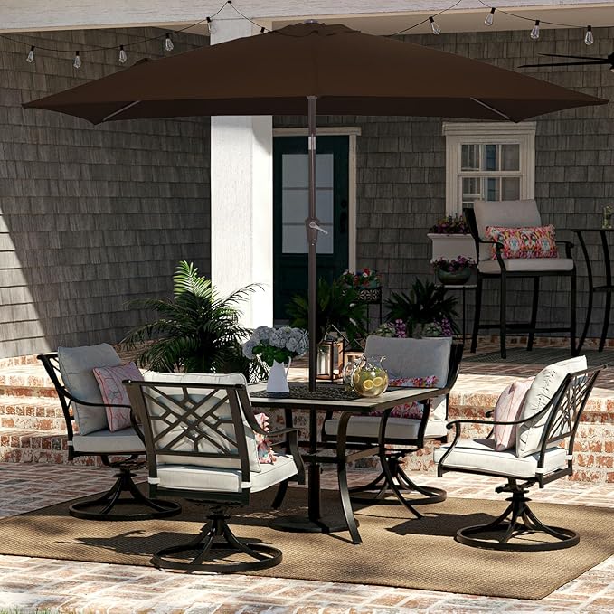 JEAREY 6.5x10 ft Rectangular Patio Umbrellas Rectangle Outdoor Umbrella - Image 4