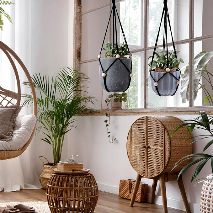Artilady Black Hanging Planter for Indoor Plants Macrame Plant Hanger Large - Image 2