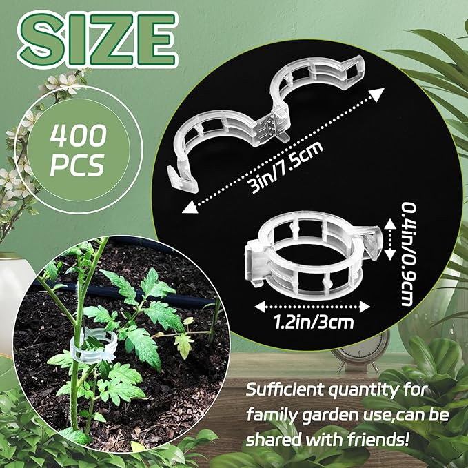 OJYUDD 400 Pcs White Plant Support Garden Clips, Plastic Tomato Vine Clips - Image 2
