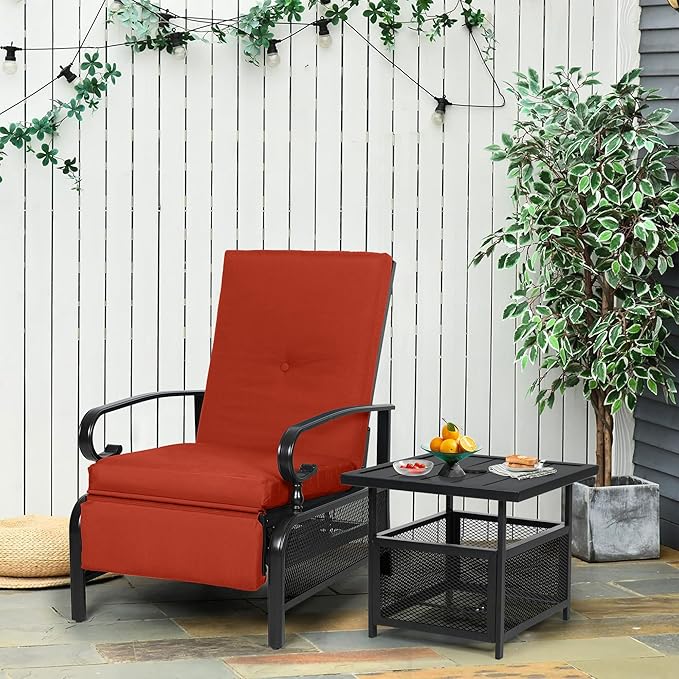 Oakcloud Adjustable Outdoor Lounge Chair Metal Patio Relaxing Recliner Chair Set - Image 2