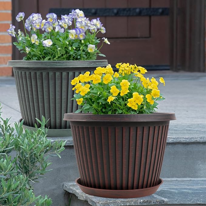 Large-Planter-Indoor-Outdoor Plant Pots, 12 inch 4 Pack Plastic Flower Pots - Image 6