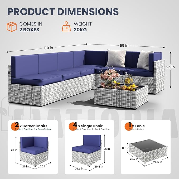 Pamapic 7 Piece Outdoor Sectional Sofa Set, All-Weather Patio Furniture - Image 5