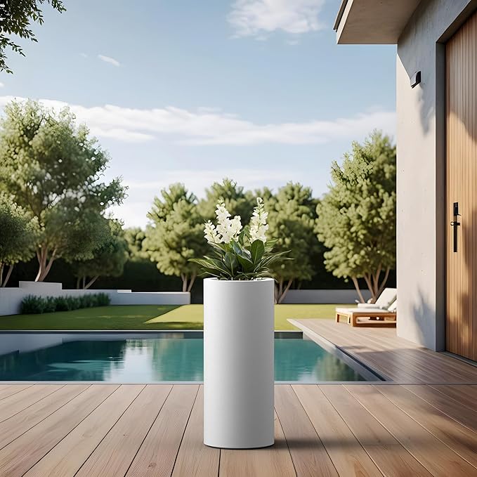 Kante 18.9 Inch Tall Cylindrical Planter, Large Round Plant Pots - Image 4