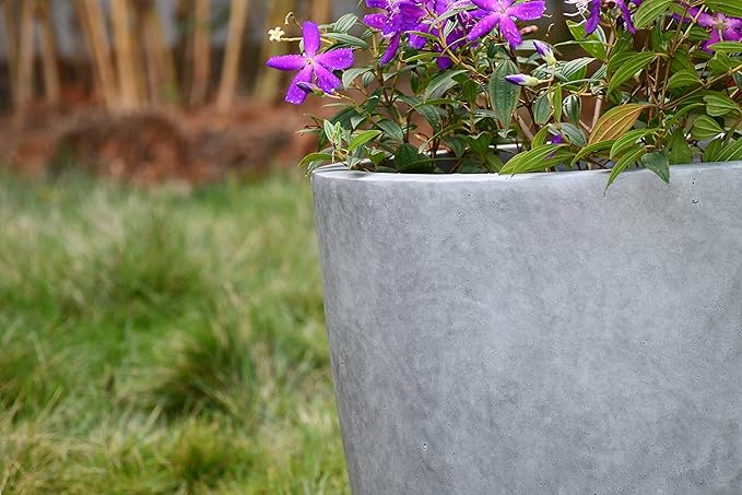 Kante 14 Inch Dia Round Concrete Planter, Indoor Outdoor Large Plant Pot - Image 13
