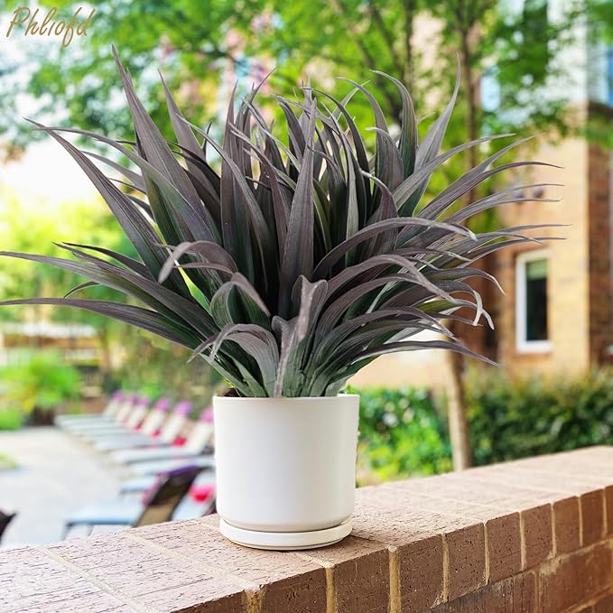 6Pcs Artificial Grass Fake Plants 17.3in Outdoor Plants UV Resistant Faux - Image 4