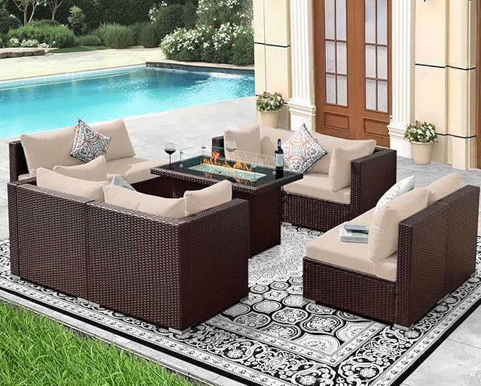 NICESOUL 9 Piece Patio Furniture Conversation Set, Extra Large Size Outdoor - Image 2