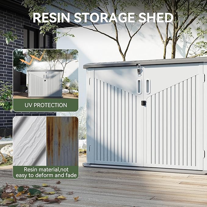 Aoxun 35 Cu.Ft Outdoor Storage Shed, Waterproof Horizontal Resin Cabinet - Image 3