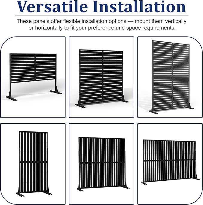 Metal Privacy Screen with Stand 72" H×47" W Outdoor Freestanding Privacy Screen - Image 4