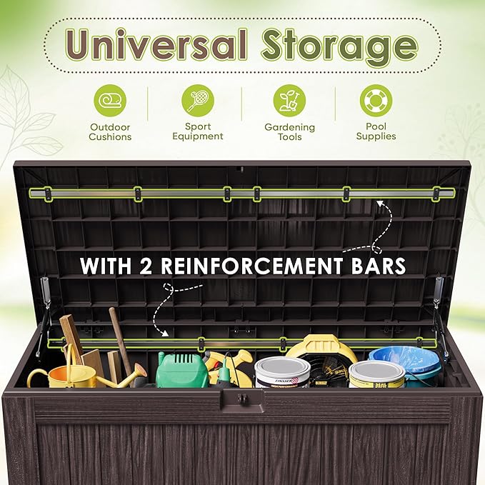 Devoko 125 Gallon Outdoor Storage Box, Waterproof Resin Deck Box - Image 4