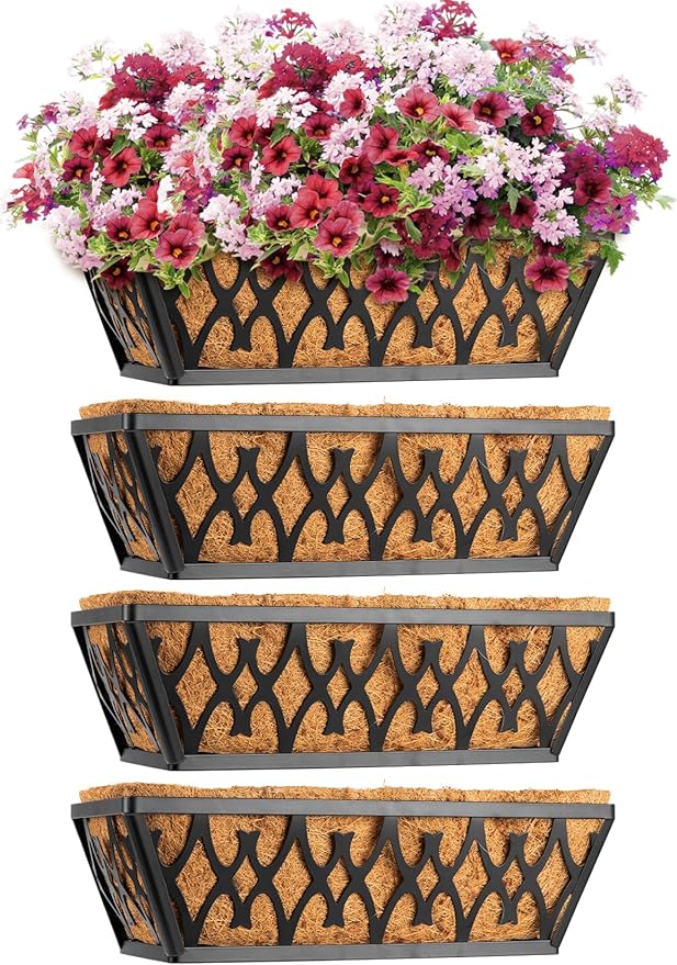 4 Pack 14 Inch Window Boxes Planters Railing Planter Box - Image 5