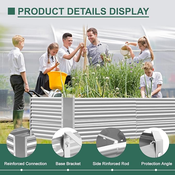 Land Guard 6x3x3ft Rectangular Galvanized Raised Garden Beds, Large-Capacity - Image 7