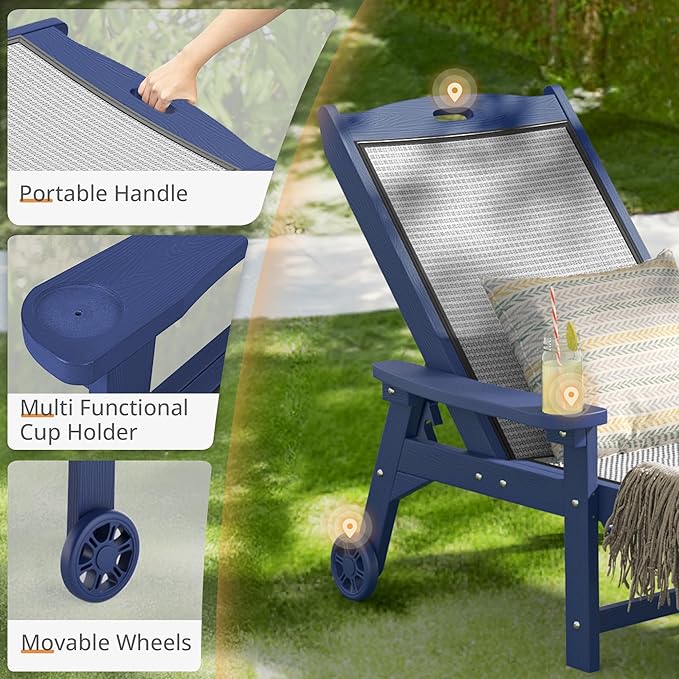 LUE BONA Chaise Lounge Chair Outdoor, HDPS and HDPE Wicker Material, Patio - Image 6