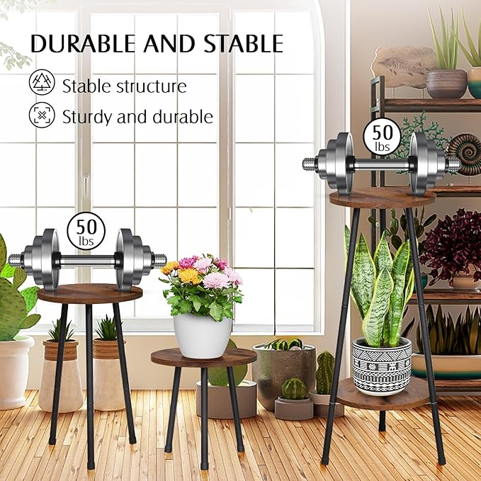 2 Pack Indoor Plant Stand, Mid-Century Wooden Style Plant Holder, Indoor - Image 6