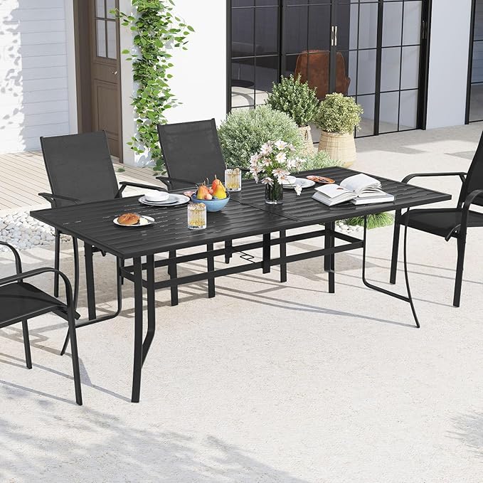 Tangkula 76" x 36" Metal Patio Dining Table - Image 4
