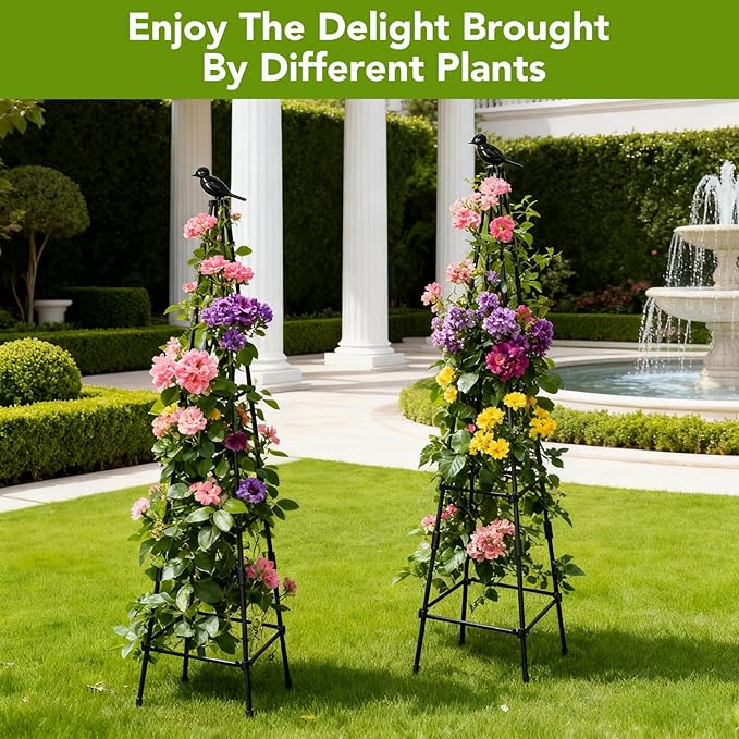 2 Pack Garden Trellis for Climbing Plants Outdoors, 70inch Tower Obelisk - Image 2