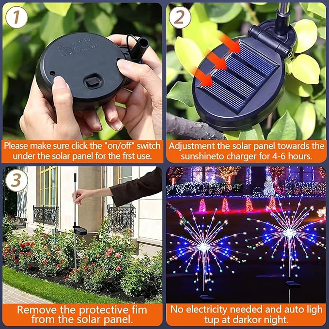 4 Pack Solar Firework Lights 200 LED Create Magical Nights, Waterproof - Image 6