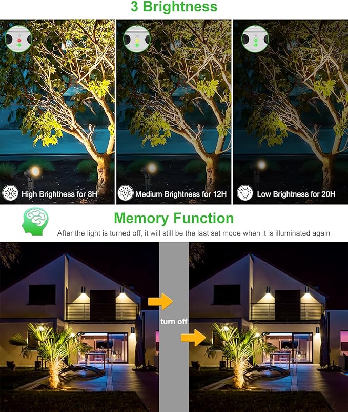CLY 6 in 1 Solar Spotlights Landscape Outdoor Garden, Solar Spotlights IP66 - Image 5