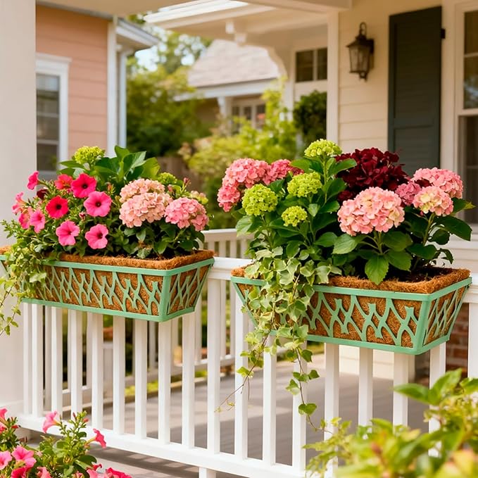 4 Pack 24 Inch Window Boxes Planters Railing Planter Box - Image 6