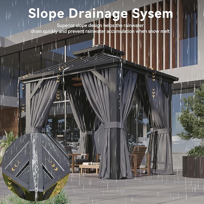 Aoxun 8'x8' Hardtop Gazebo, Aluminum Frame Canopy - Image 4