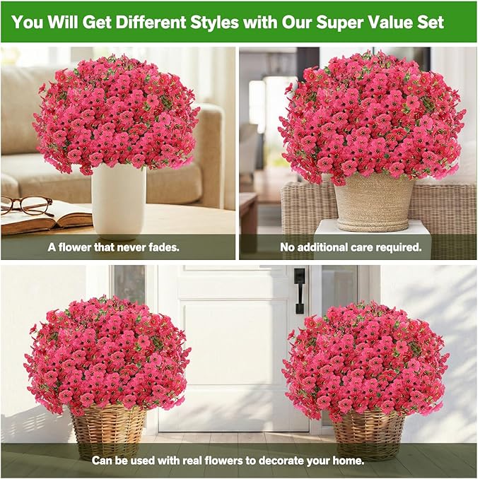 Artificial Flowers for Outdoor, Silk Flowers No Fade Fake Plastic Flowers UV - Image 5