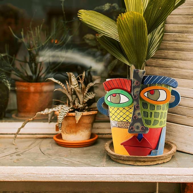 Abstract Face Planters Pots Head, Unique Head Planter - Image 6