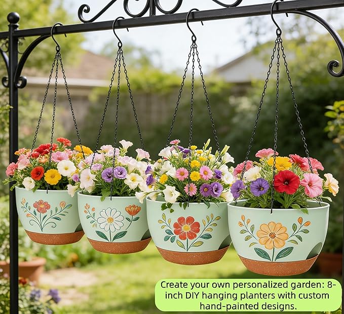 Set of 2-8 Inch Self Watering Hanging Planters - Image 4