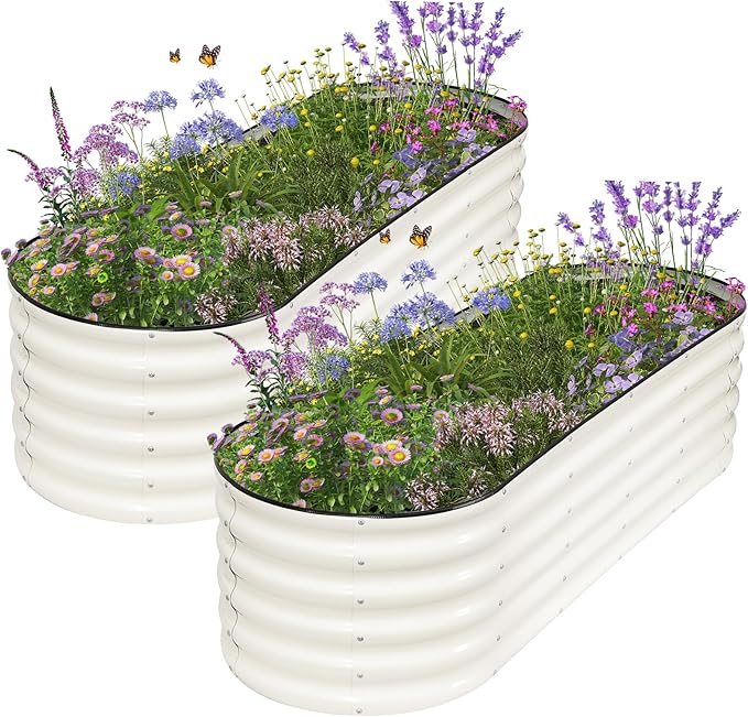 Galvanized Raised Garden Bed Outdoor- 2 Pcs Raised Beds by Permade