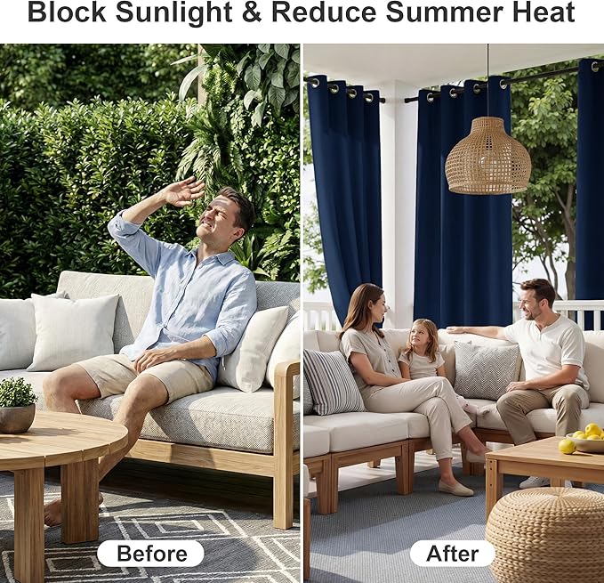 RYB HOME Extra Wide Outdoor Curtains - Image 2