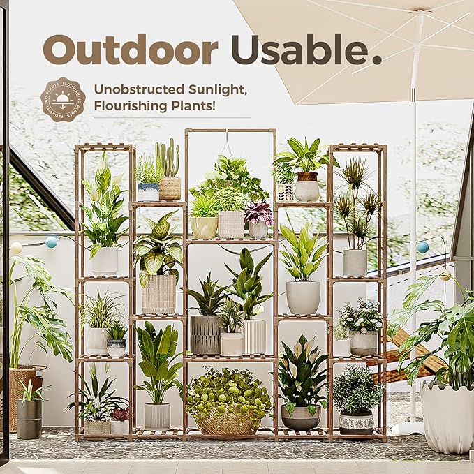 Bamworld Plant Shelf Indoor Hanging Plant Stand Outdoor Large Plant Shelves - Image 5