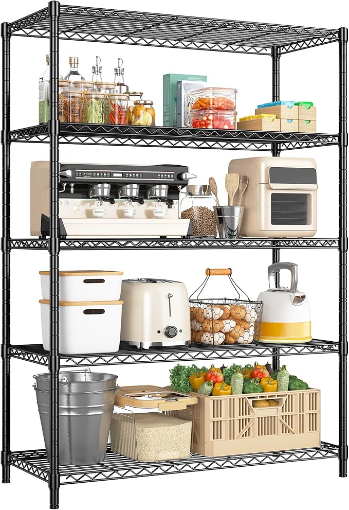 5 Tier Storage Shelves 71"H Wire Shelving Adjustable Metal Shelving, 1000LBS - Image 8