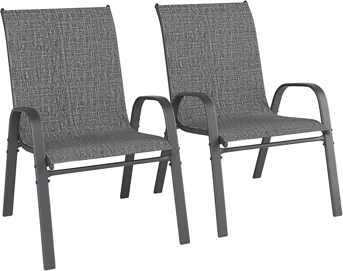 Patio Chairs Set of 2, Outdoor Dining Chairs Stackable - Image 7