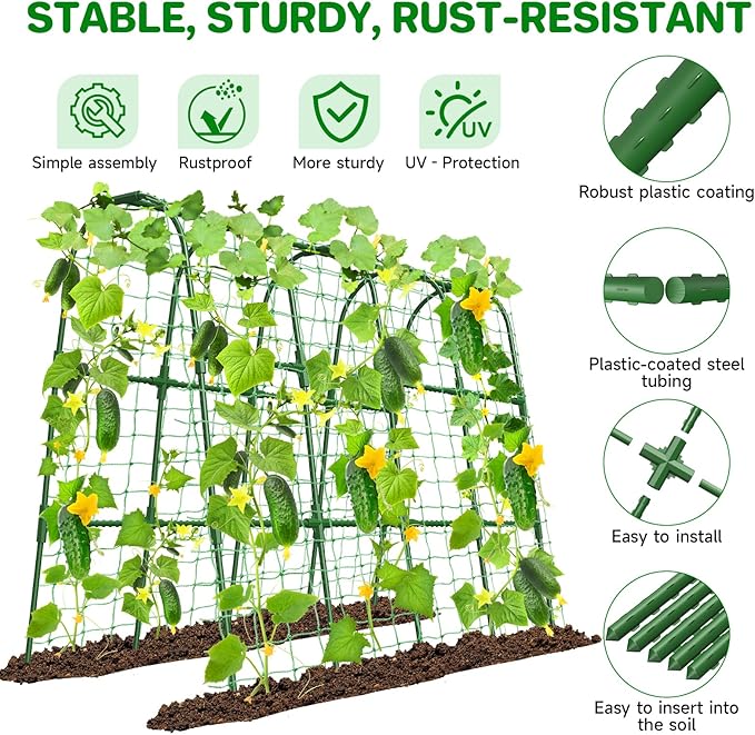 Cucumber Trellis for Raised Bed, U-Shape Garden Trellis for Climbing Plants - Image 4