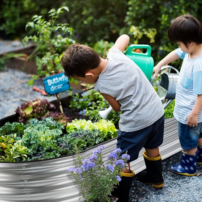 JERIA 6×3×1ft Oval Raised Garden Bed, Galvanized Raised Garden Bed Kit Outdoor - Image 6