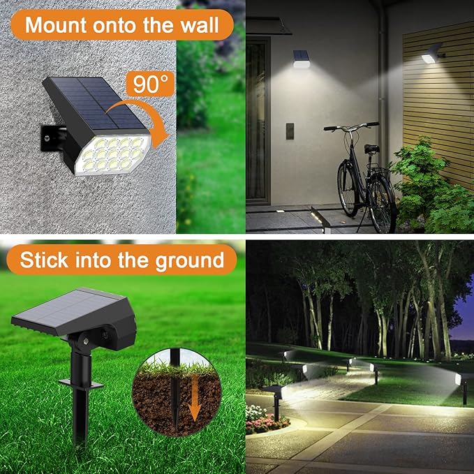 WELALO Solar Spot Lights Outdoor, Solar Landscape Spotlights, Solar Powered - Image 3