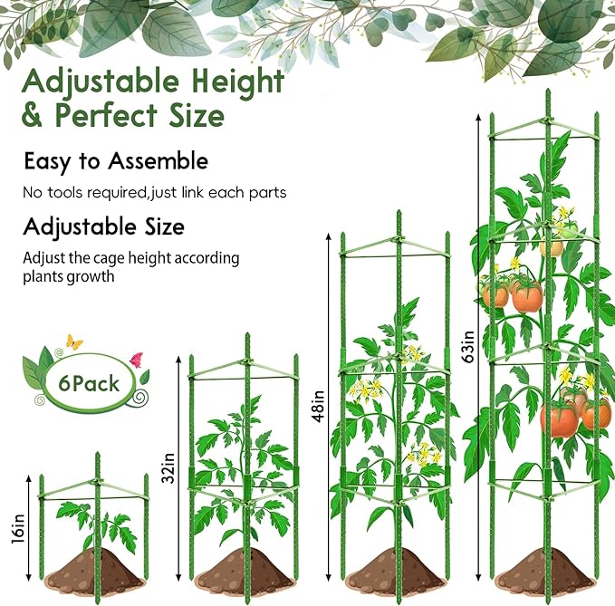 Riare 6 Pack 5.2 FT Tomato Cages - Image 3