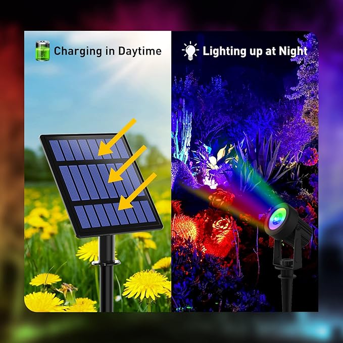 T-SUNUS RGB Solar Spot Lights Outdoor Christmas, Color Changing Landscape - Image 3
