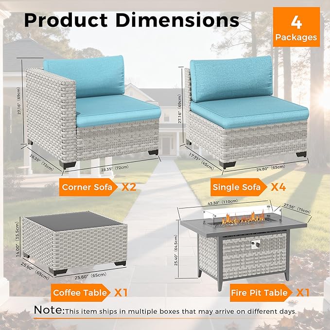 6-Seat Modern Outdoor Wicker Rattan Patio Furniture Set - Image 3