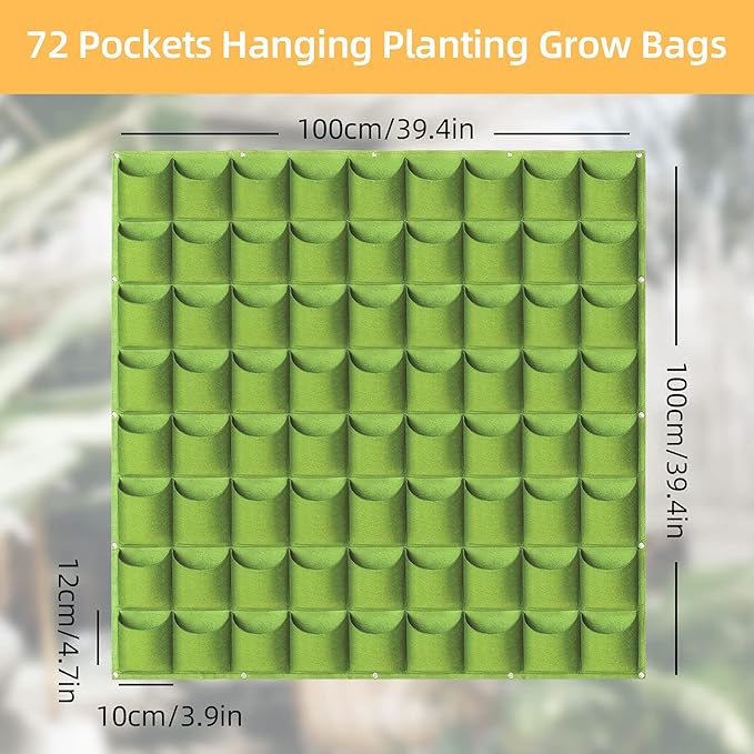 LITLANDSTAR Hanging Vertical Wall Planter, 72 Pockets, 100cm x 100cm, - Image 2