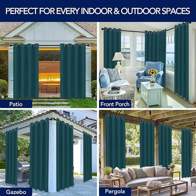 PureFit Outdoor Curtains for Patio Waterproof Weatherproof, UV and Fade - Image 5